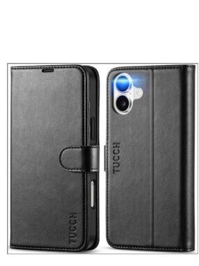 TUCCH Case Wallet for iPhone 16 Plus, RFID Blocking 4 Card Holder